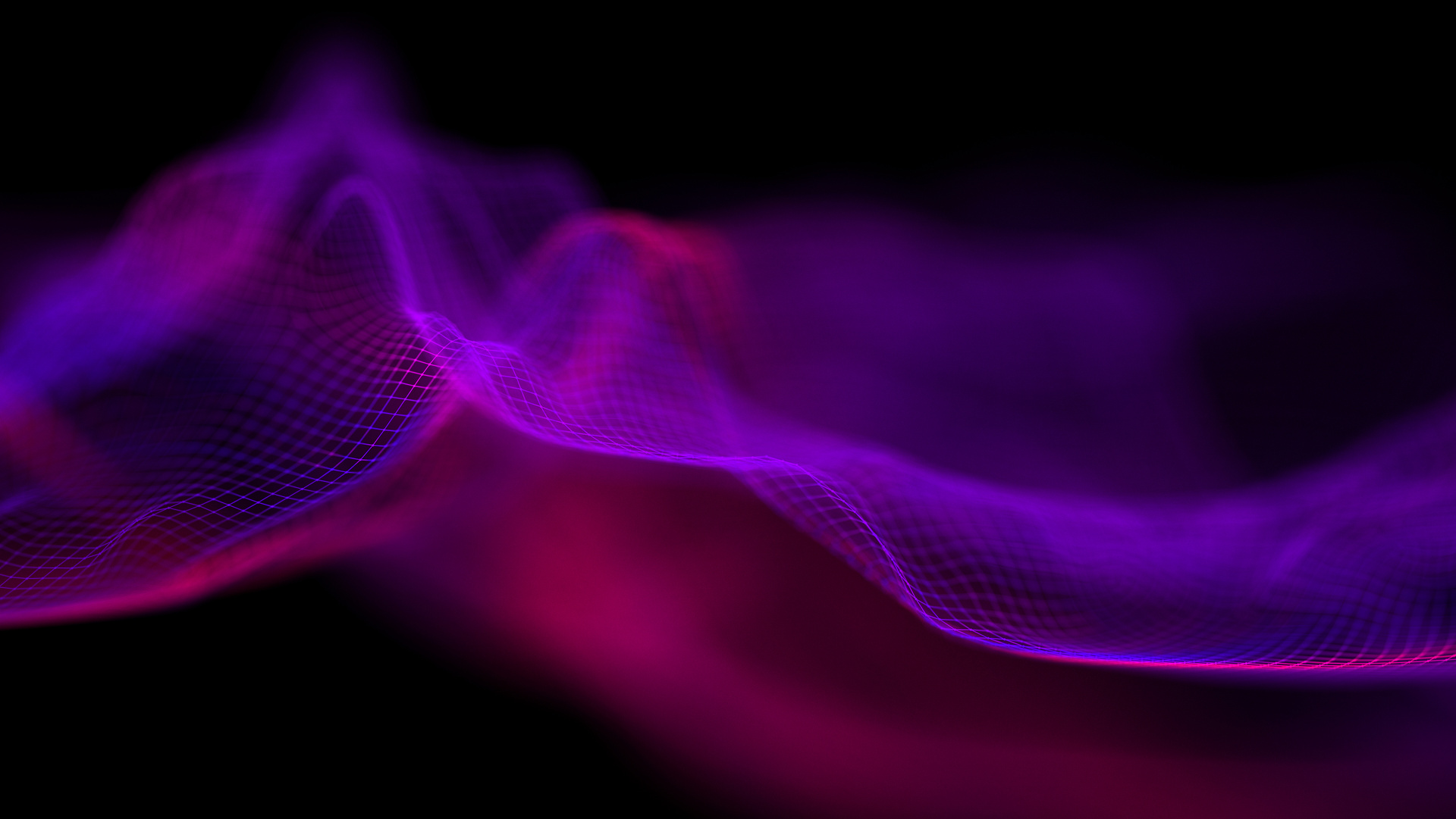 Purple Technology Music Wave Background. Neon Red Light.